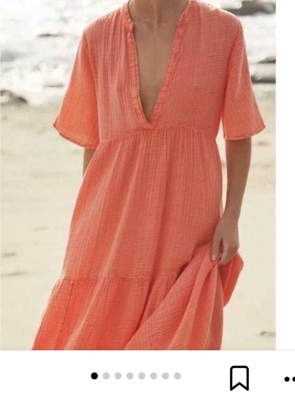 Anthropologie Coral Gauze Tiered V-Neck Maxi Dress